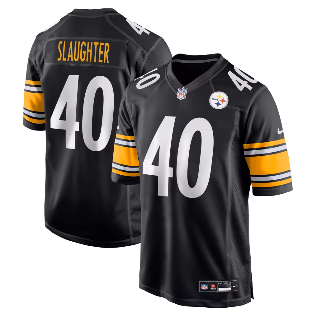 Men's Pittsburgh Steelers Doneiko Slaughter Nike Black Team Game Jersey - ujerseystore