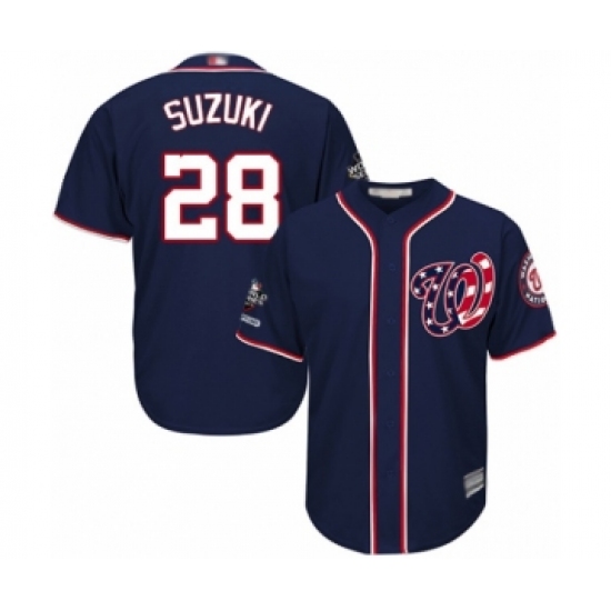 Youth Washington Nationals #28 Kurt Suzuki Authentic Navy Blue Alternate 2 Cool Base 2019 World Series Champions Baseball Jersey - Ujersey