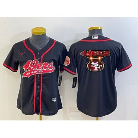 Women's San Francisco 49ers Black Team Big Logo With Patch Cool Base Stitched Baseball Jersey