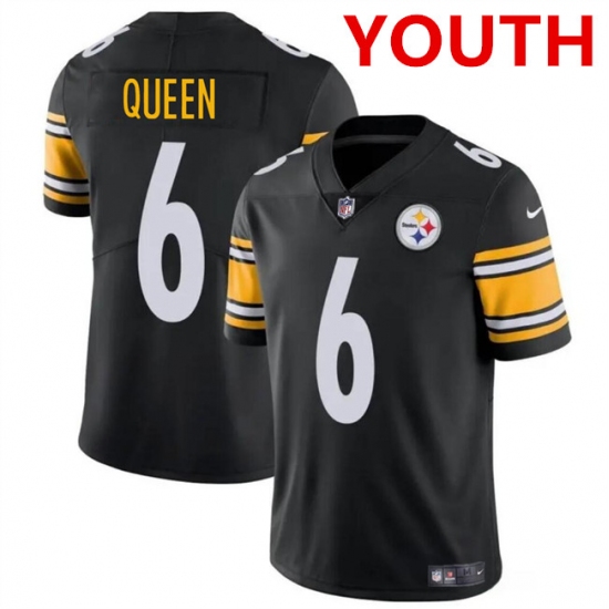Youth Pittsburgh Steelers #6 Patrick Queen Black Vapor Untouchable Limited Football Stitched Jersey - Ujersey