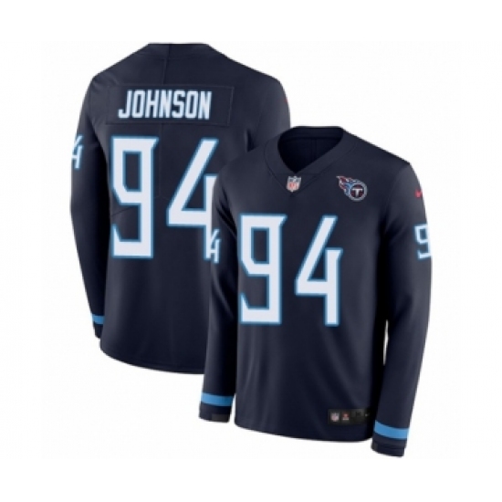 Men's Nike Tennessee Titans #94 Austin Johnson Limited Navy Blue Therma Long Sleeve NFL Jersey - Ujersey