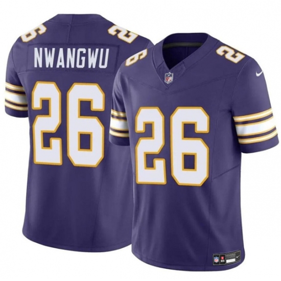 Men's Minnesota Vikings #26 Kene Nwangwu Purple 2023 F.U.S.E. Throwback Vapor Untouchable Limited Stitched Jersey