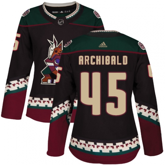 Women's Adidas Arizona Coyotes #45 Josh Archibald Authentic Black Alternate NHL Jersey - Ujersey
