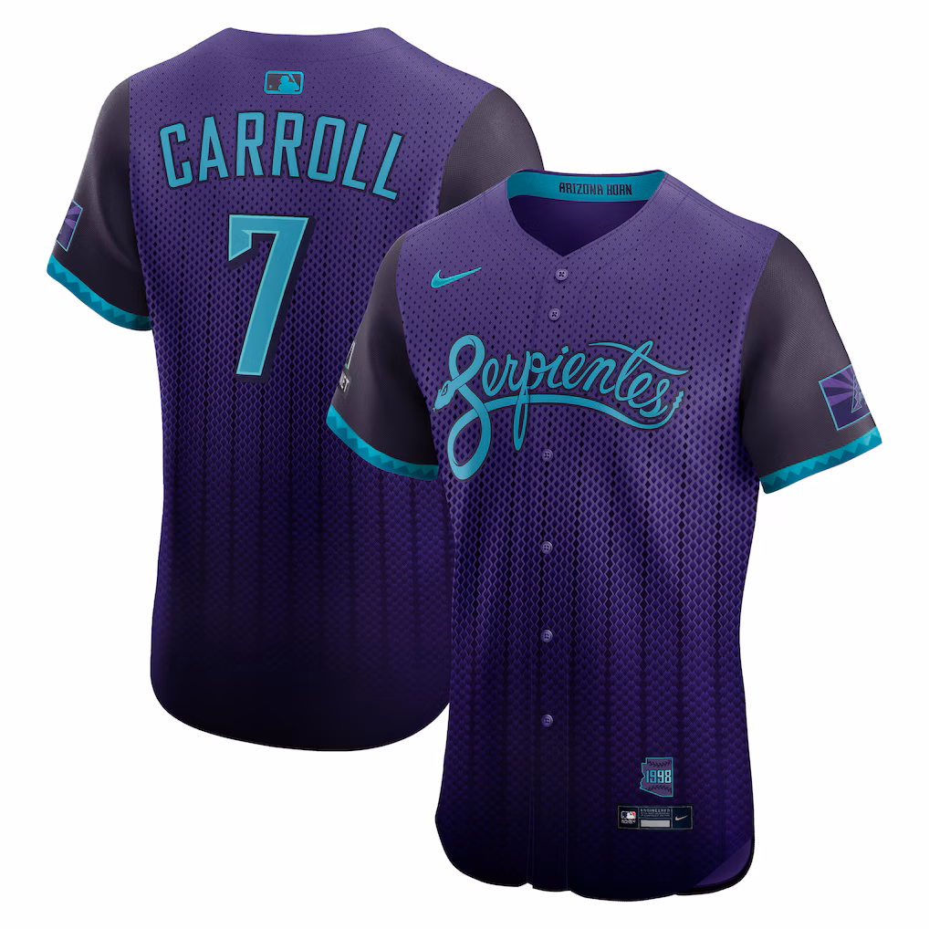 Men's Arizona Diamondbacks Corbin Carroll Nike Purple 2025 City Connect Elite Player Jersey - U-jersey