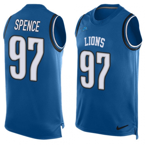 Men's Nike Detroit Lions #97 Akeem Spence Limited Light Blue Player Name & Number Tank Top NFL Jersey - Ujersey
