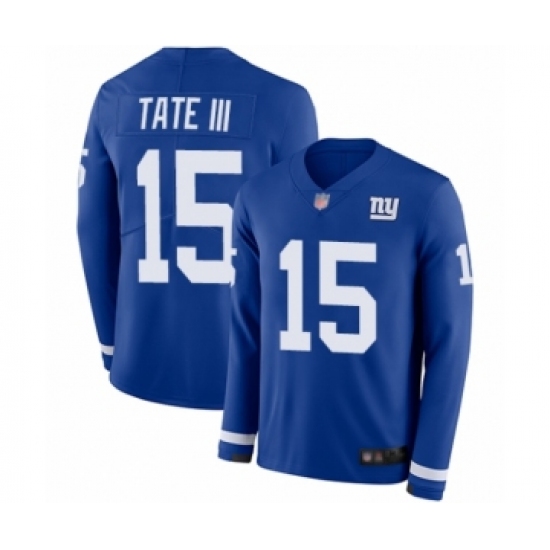 Youth New York Giants #15 Golden Tate III Limited Royal Blue Therma Long Sleeve Football Jersey - Ujersey