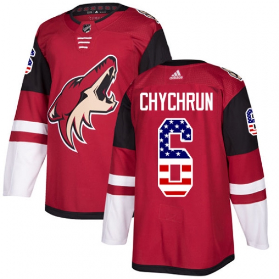 Men's Adidas Arizona Coyotes #6 Jakob Chychrun Authentic Red USA Flag Fashion NHL Jersey - Ujersey