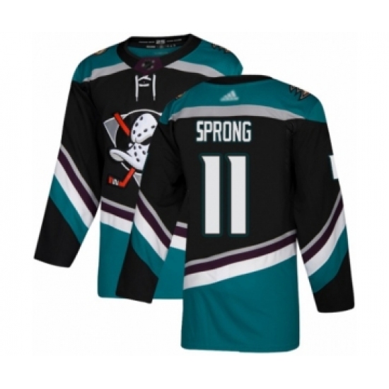 Men's Anaheim Ducks #11 Daniel Sprong Authentic Black Teal Alternate Hockey Jersey