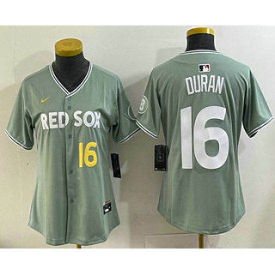 Women's Boston Red Sox #16 Jarren Duran Light Green 2025 City Connect Player Name Limited Jersey - Ujersey