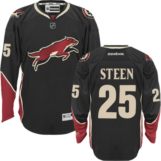 Women's Reebok Arizona Coyotes #25 Thomas Steen Authentic Black Third NHL Jersey - Ujersey