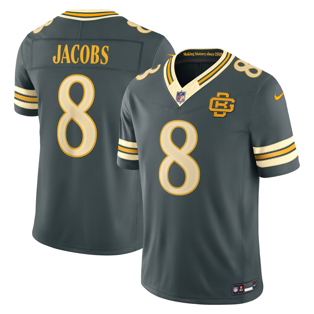 Men's Green Bay Packers Josh Jacobs Nike Green 2026 Rivalries Collection Stitched Limited Jersey - SUjersey01