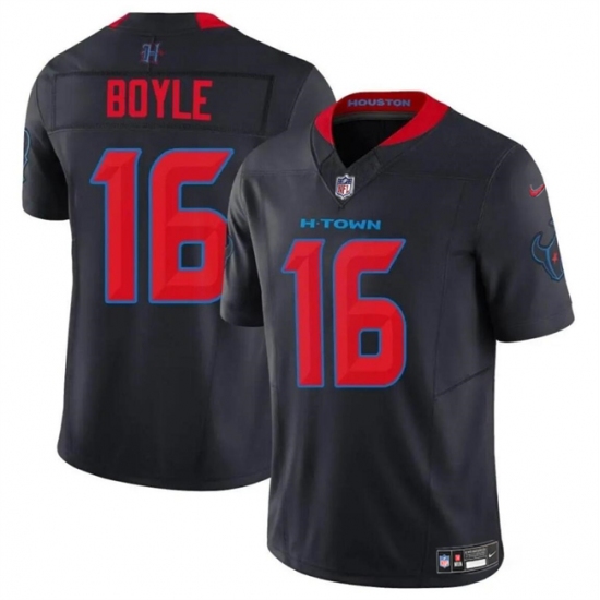 Men's Houston Texans #16 Tim Boyle Navy 2024 2nd Alternate F.U.S.E Vapor Stitched Jersey - Ujersey