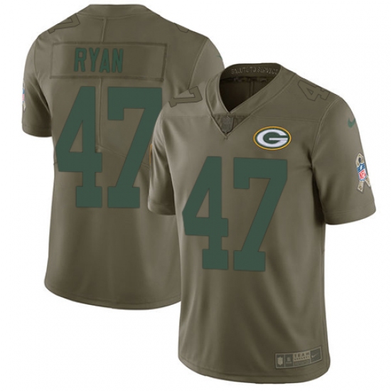 Youth Nike Green Bay Packers #47 Jake Ryan Limited Olive 2017 Salute to Service NFL Jersey - Ujersey
