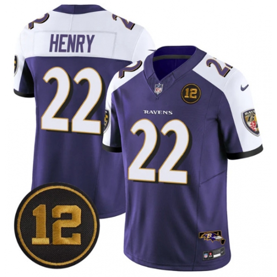 Men's Baltimore Ravens #22 Derrick Henry Purple Alternate 2025 F.U.S.E Jacoby Jones Vapor Limited Football Jersey - Ujersey
