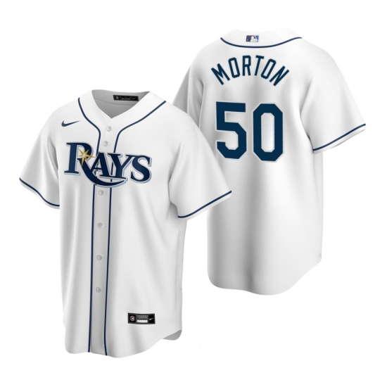 Men's Nike Tampa Bay Rays #50 Charlie Morton White Home Stitched Baseball Jersey - Ujersey