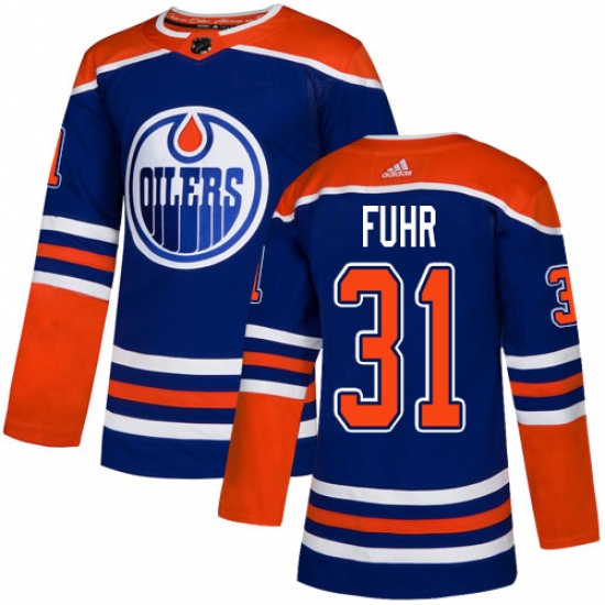 Youth Adidas Edmonton Oilers #31 Grant Fuhr Authentic Royal Blue Alternate NHL Jersey - Ujersey