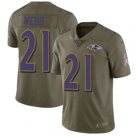 Men's Nike Baltimore Ravens #21 Lardarius Webb Limited Olive 2017 Salute to Service NFL Jersey - Ujersey