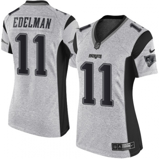 Women's Nike New England Patriots #11 Julian Edelman Limited Gray Gridiron II NFL Jersey - Ujersey