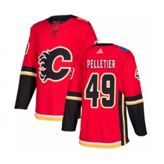 Men's Calgary Flames #49 Jakob Pelletier Authentic Red Home Hockey Jersey
