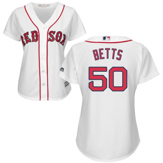 Women's Majestic Boston Red Sox #50 Mookie Betts Authentic White Home MLB Jersey - Ujersey