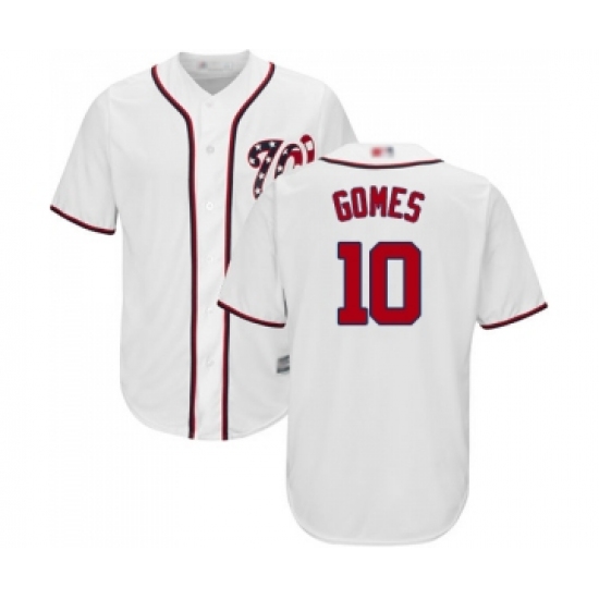 Youth Washington Nationals #10 Yan Gomes Replica White Home Cool Base Baseball Jersey - Ujersey