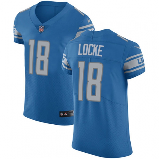 Men's Nike Detroit Lions #18 Jeff Locke Blue Team Color Vapor Untouchable Elite Player NFL Jersey - Ujersey