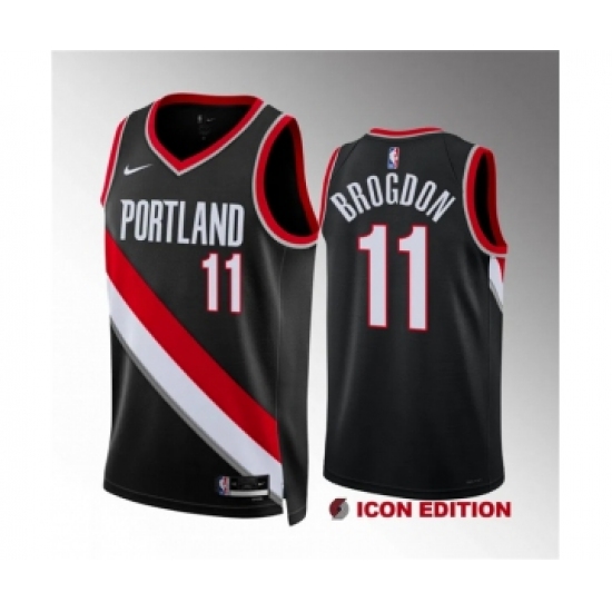 Men's Portland Trail Blazers #11 Malcolm Brogdon Black Icon Edition Stitched Basketball Jersey - Ujersey
