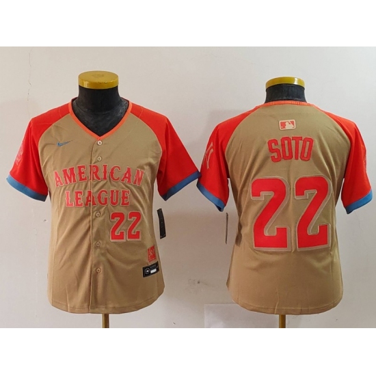 Youth New York Yankees #22 Juan Soto Number Cream 2024 All Star Limited Stitched Jersey - Ujersey