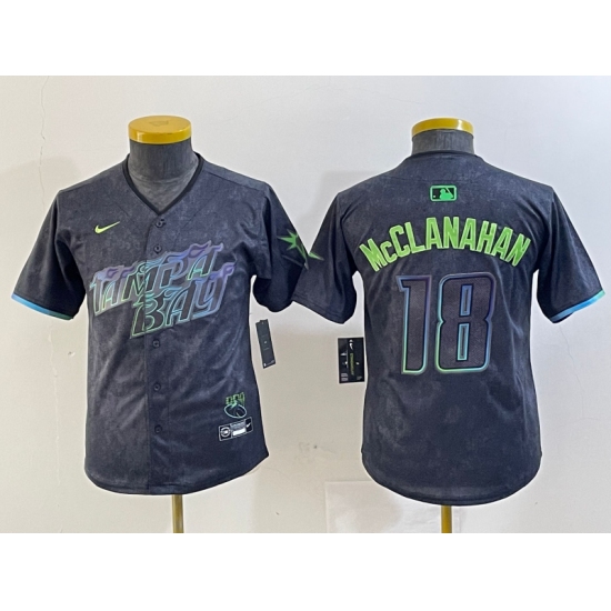 Youth Tampa Bay Rays #18 Shane McClanahan Charcoal 2024 City Connect Limited Cool Base Jersey - Ujersey