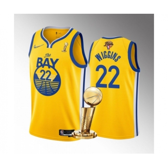 Men's Golden State Warriors #22 Andrew Wiggins Gold 2022 NBA Finals Champions Stitched Jersey - Ujersey