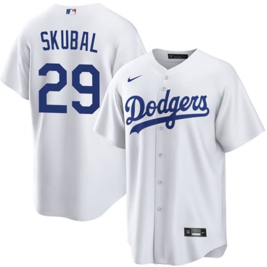 Men's Los Angeles Dodgers #29 Tarik Skubal White Cool Base Stitched Baseball Jersey - Ujersey