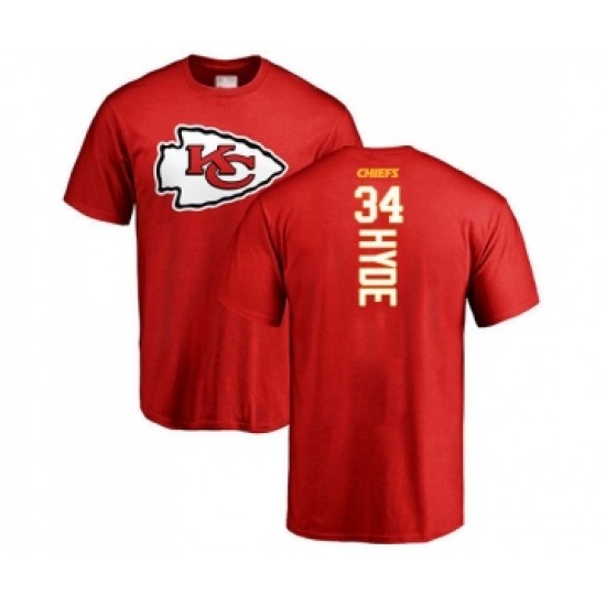 Football Kansas City Chiefs #34 Carlos Hyde Red Backer T-Shirt - Ujersey