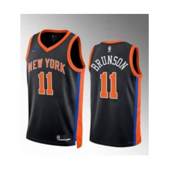 Men's New York Knicks #11 Jalen Brunson Black Stitched Basketball Jersey - Ujersey