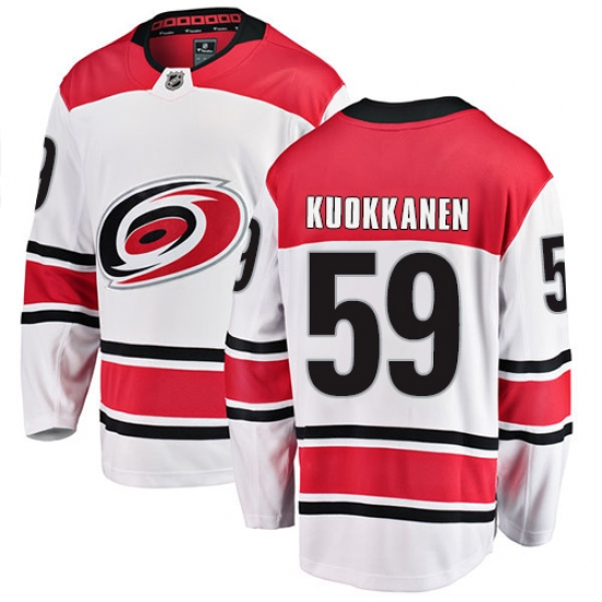 Youth Carolina Hurricanes #59 Janne Kuokkanen Fanatics Branded White Away Breakaway NHL Jersey - Ujersey
