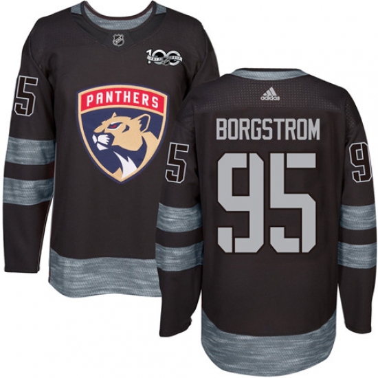 Men's Adidas Florida Panthers #95 Henrik Borgstrom Premier Black 1917-2017 100th Anniversary NHL Jersey - Ujersey