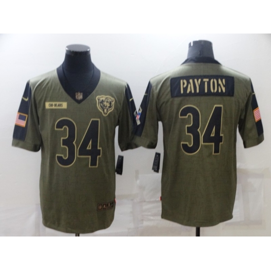 Men's Chicago Bears #34 Walter Payton Nike Olive 2021 Salute To Service Limited Player Jersey - Ujersey