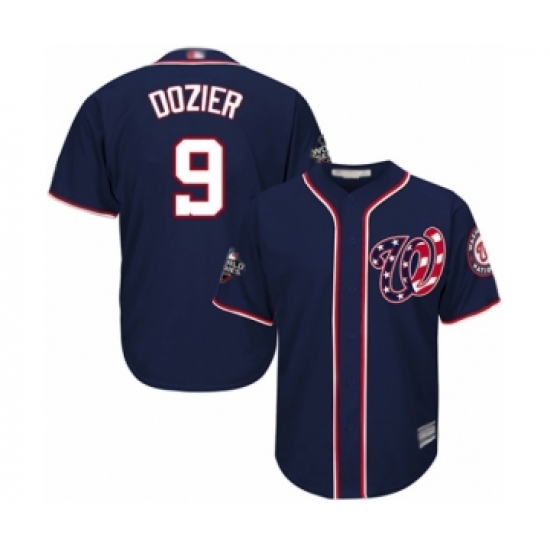 Youth Washington Nationals #9 Brian Dozier Authentic Navy Blue Alternate 2 Cool Base 2019 World Series Bound Baseball Jersey - Ujersey