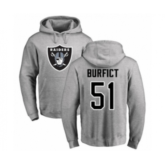 Football Oakland Raiders #51 Vontaze Burfict Ash Name & Number Logo Pullover Hoodie - Ujersey