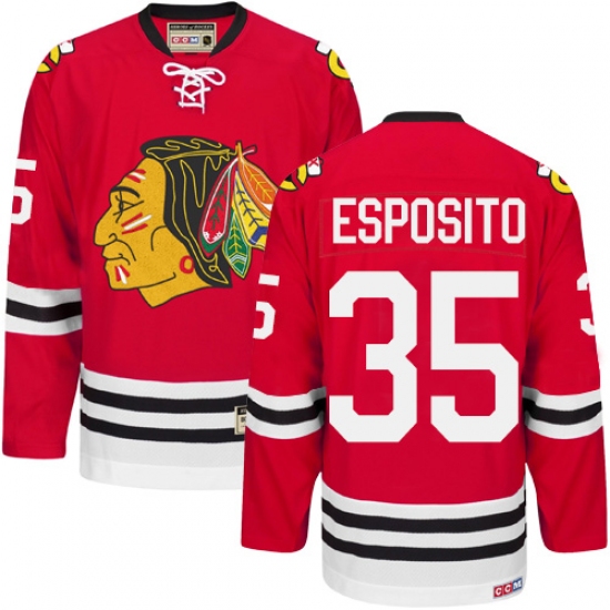 Men's CCM Chicago Blackhawks #35 Tony Esposito Premier Red New Throwback NHL Jersey