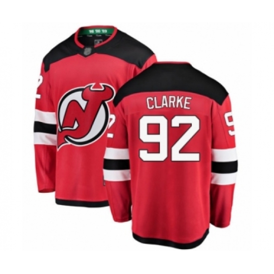 Men's New Jersey Devils #92 Graeme Clarke Fanatics Branded Red Home Breakaway Hockey Jersey - Ujersey