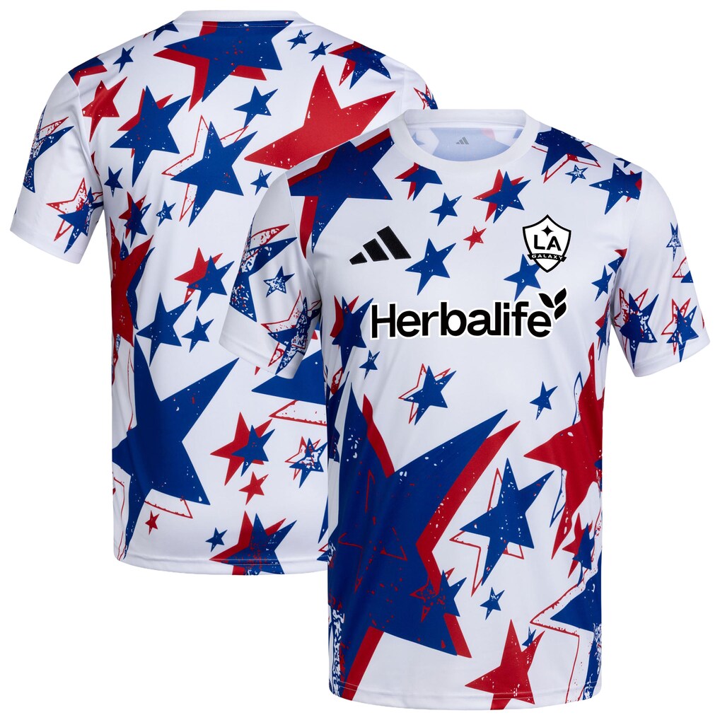Men's LA Galaxy adidas White 2026 Americana Pre-Match Jersey - Ujersey