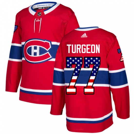 Men's Adidas Montreal Canadiens #77 Pierre Turgeon Authentic Red USA Flag Fashion NHL Jersey - Ujersey