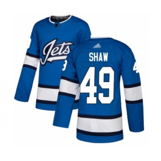 Youth Winnipeg Jets #49 Logan Shaw Authentic Blue Alternate Hockey Jersey - Ujersey