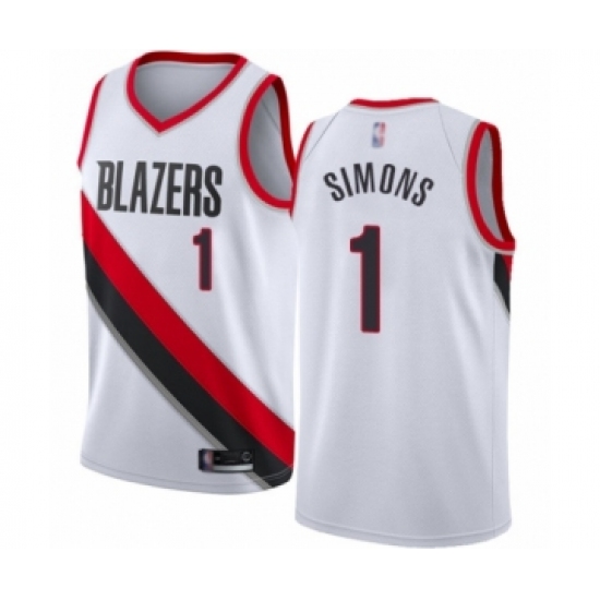 Youth Portland Trail Blazers #1 Anfernee Simons Swingman White Basketball Jersey - Association Edition - Ujersey