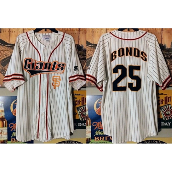 Men's San Francisco Giants #25 Barry Bonds White Limited Stitched Baseball Jersey - Ujersey