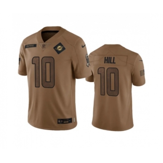 Men's Nike Miami Dolphins #10 Tyreek Hill 2023 Brown Salute To Service Limited Football Stitched Jersey - Ujersey