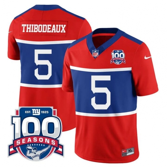 Men's New York Giants #5 Kayvon Thibodeaux Century Red 100TH Season Commemorative Limited Football Stitched Jersey - Ujersey