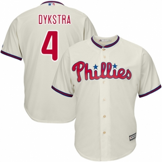 Youth Majestic Philadelphia Phillies #4 Lenny Dykstra Authentic Cream Alternate Cool Base MLB Jersey - Ujersey