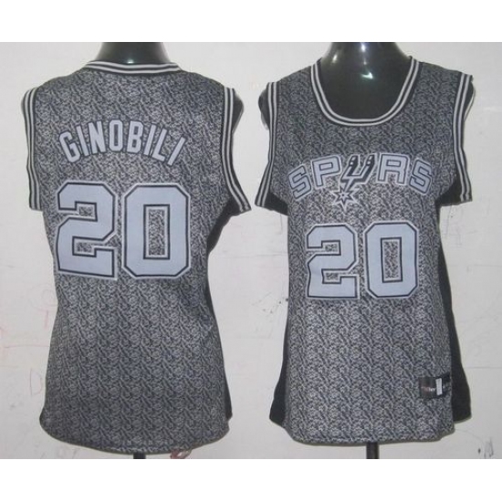 Women's Adidas San Antonio Spurs #20 Manu Ginobili Swingman Grey Static Fashion NBA Jersey - Ujersey