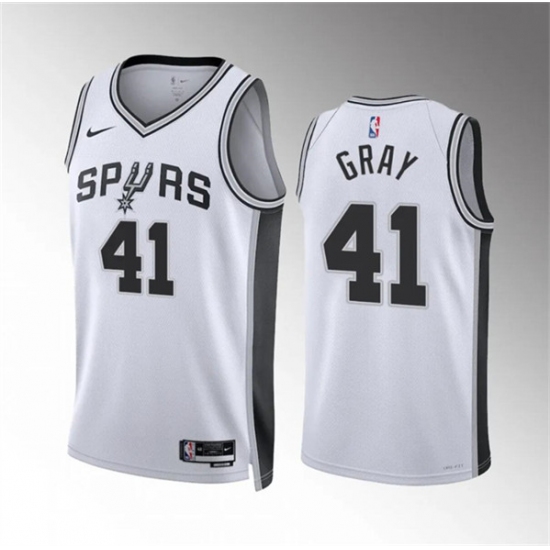 Men's San Antonio Spurs #41 Raiquan Gray White Association Edition Stitched Basketball Jersey - Ujersey